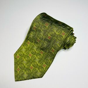 Elegant Hickey Freeman Green Geometric Pattern Men's Tie